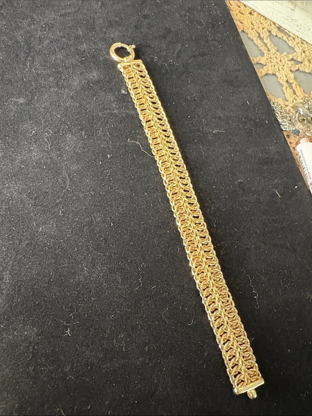 Gold-Tone Woven Chain Bracelet - Unbranded 925?